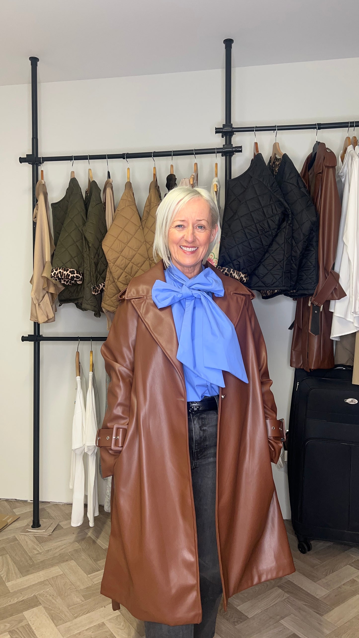 Brown Leather Trench