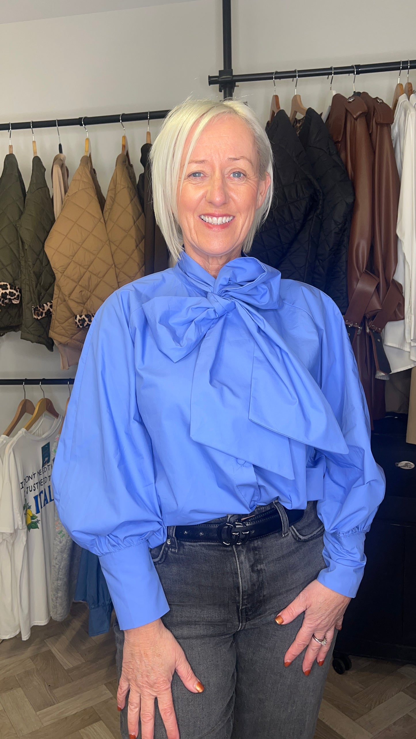 Cornflower Blue Cotton Blouse