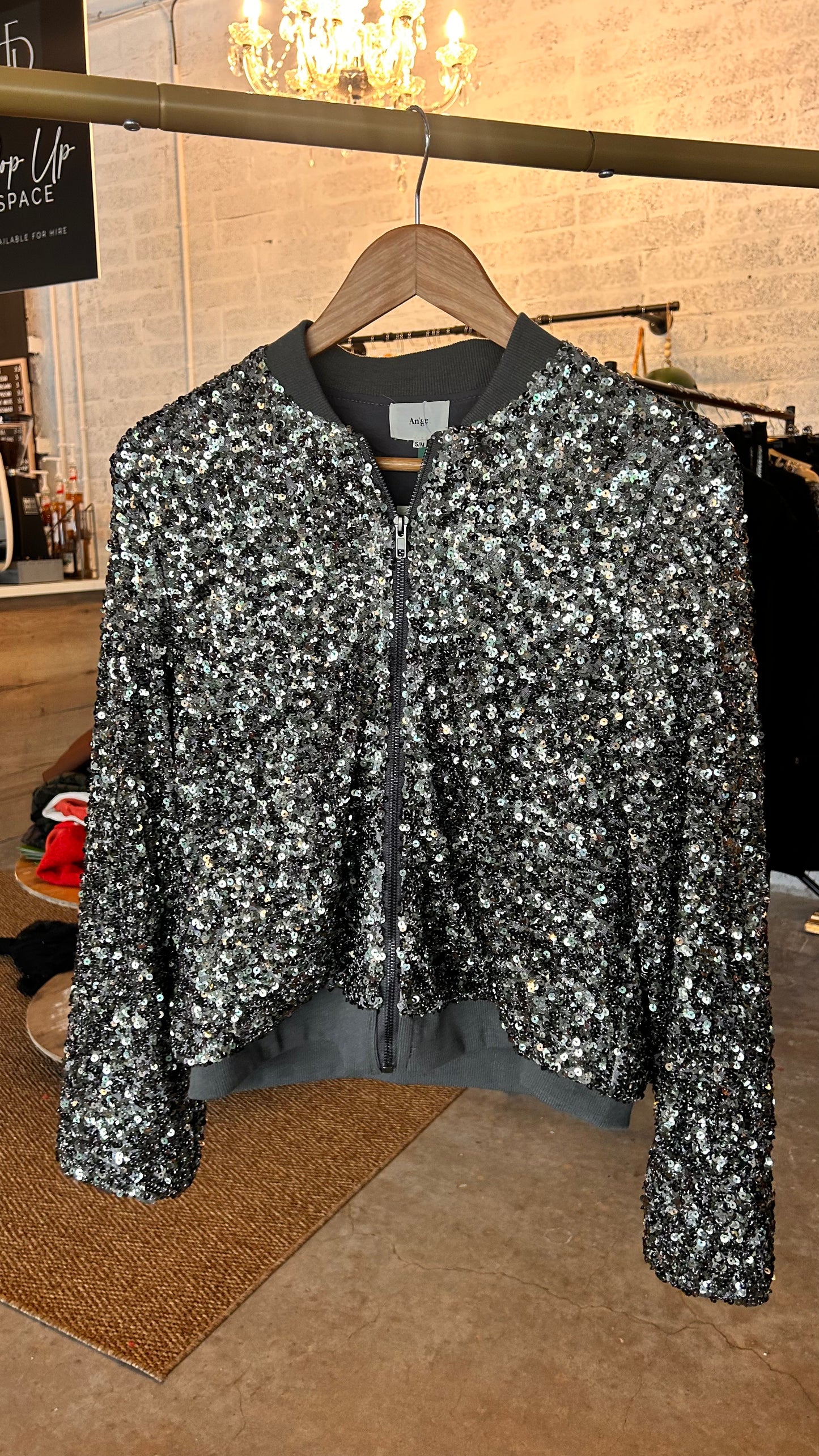 Sparkly Bomber Jacket Silver